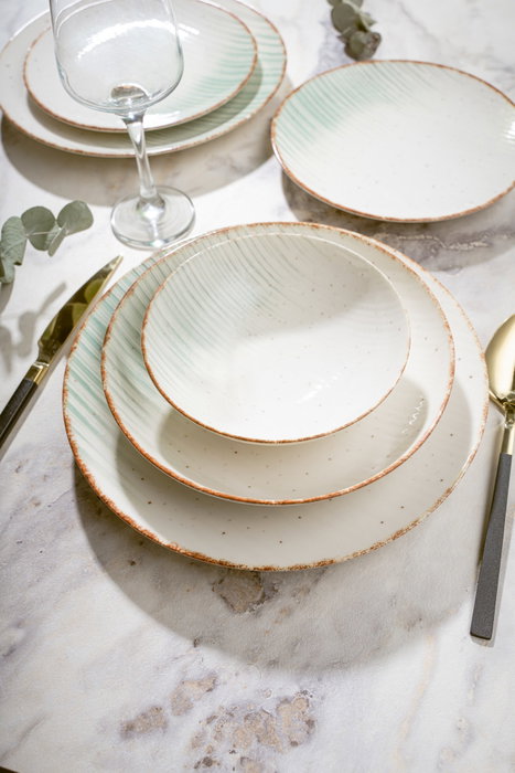 Hermia GBSATN24Y4R319320 Vajilla de Porcelana 24 Piezas Apta Lavavajillas Microondas Elegante Sofisticada Ideal Regalo